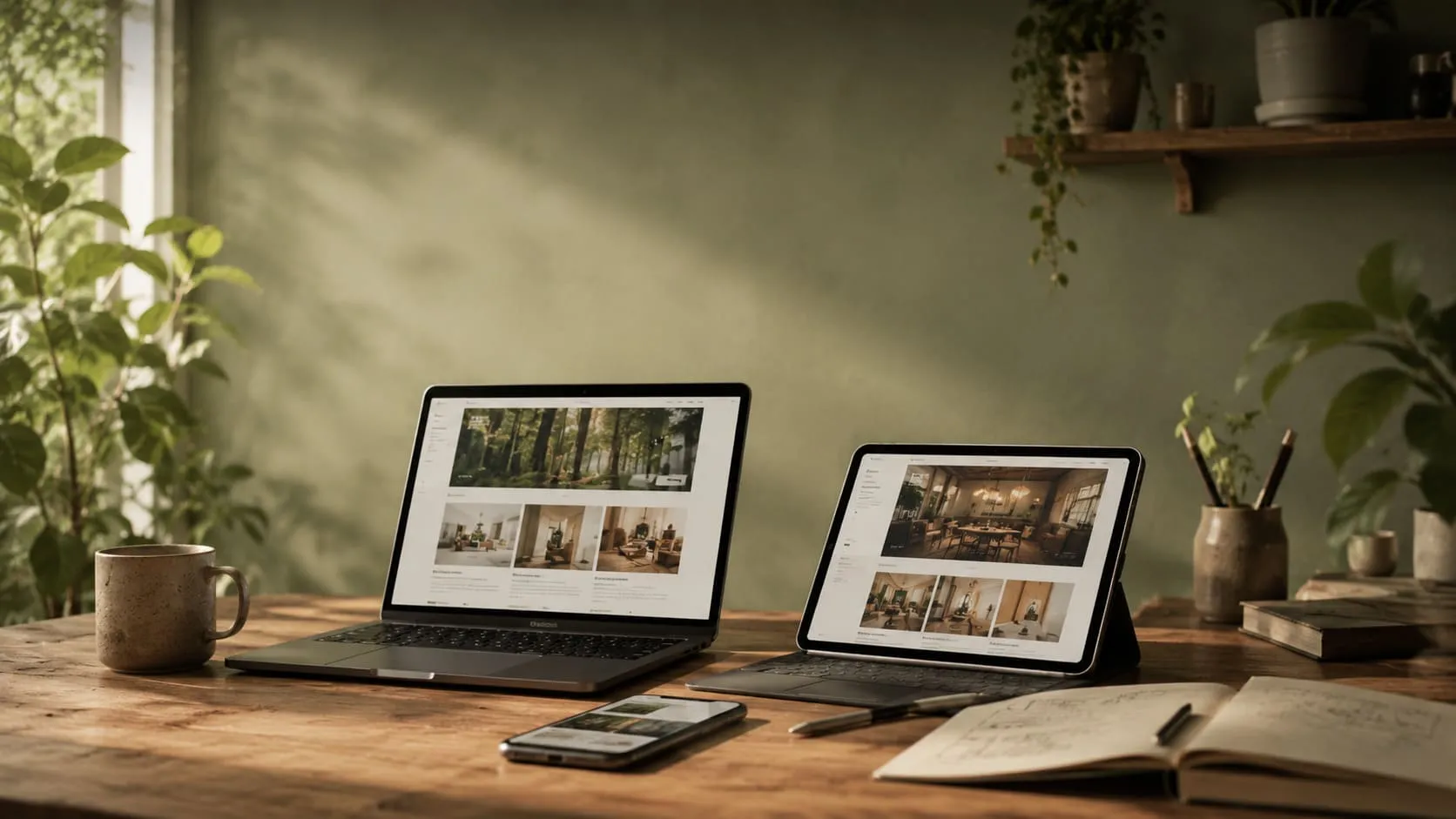 Un site professionnel affiché sur ordinateur, tablette et téléphone : la page qui reçoit les prospects