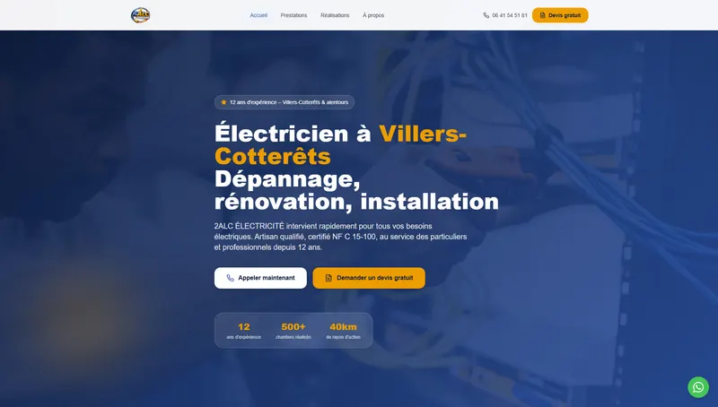 Site 2ALC Electricité — créé et livré par Quicklify