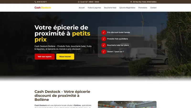 Site Cash Destock — créé et livré par Quicklify