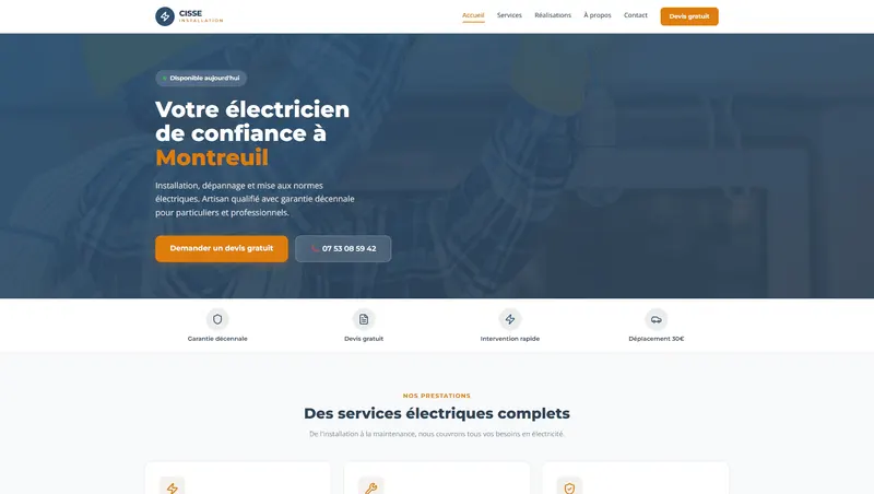 Site Cisse Installation — Artisan, créé par Quicklify
