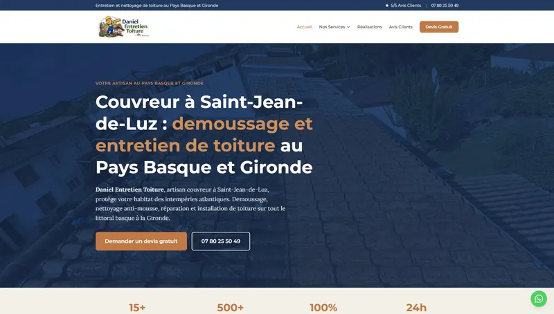 Site Daniel Entretien Toiture — Artisan, créé par Quicklify