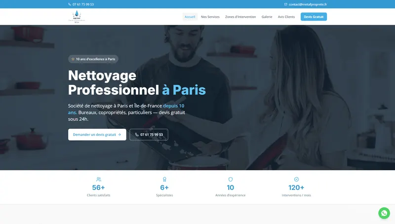 Site METAF Propreté — Profession libérale, créé par Quicklify