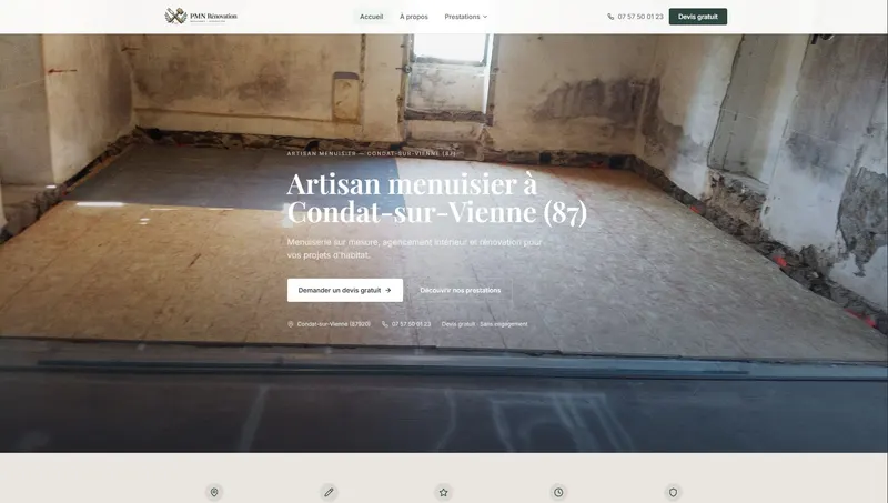 Site PMN Rénovation — Artisan, créé par Quicklify